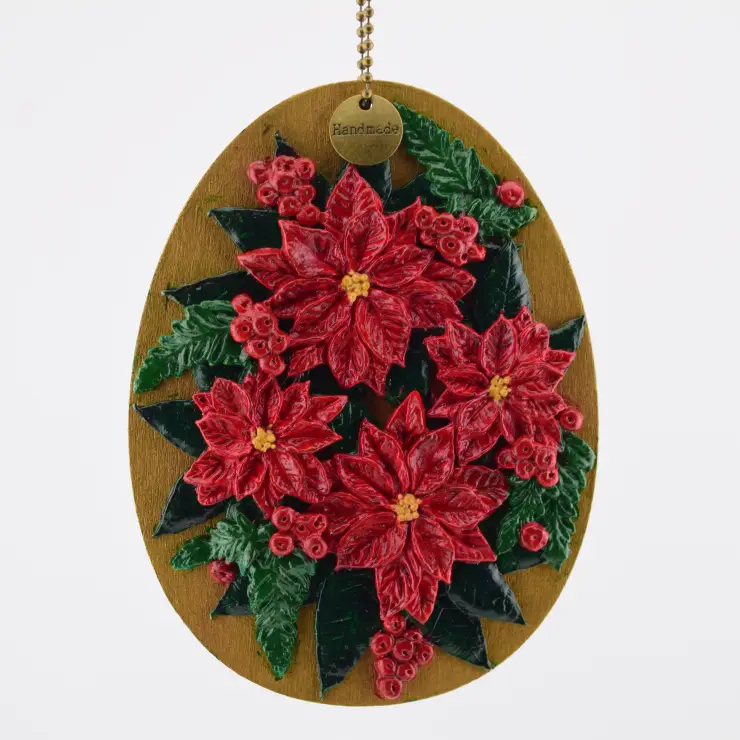 Christmas Ornament 'Poinsettia and Angel'.