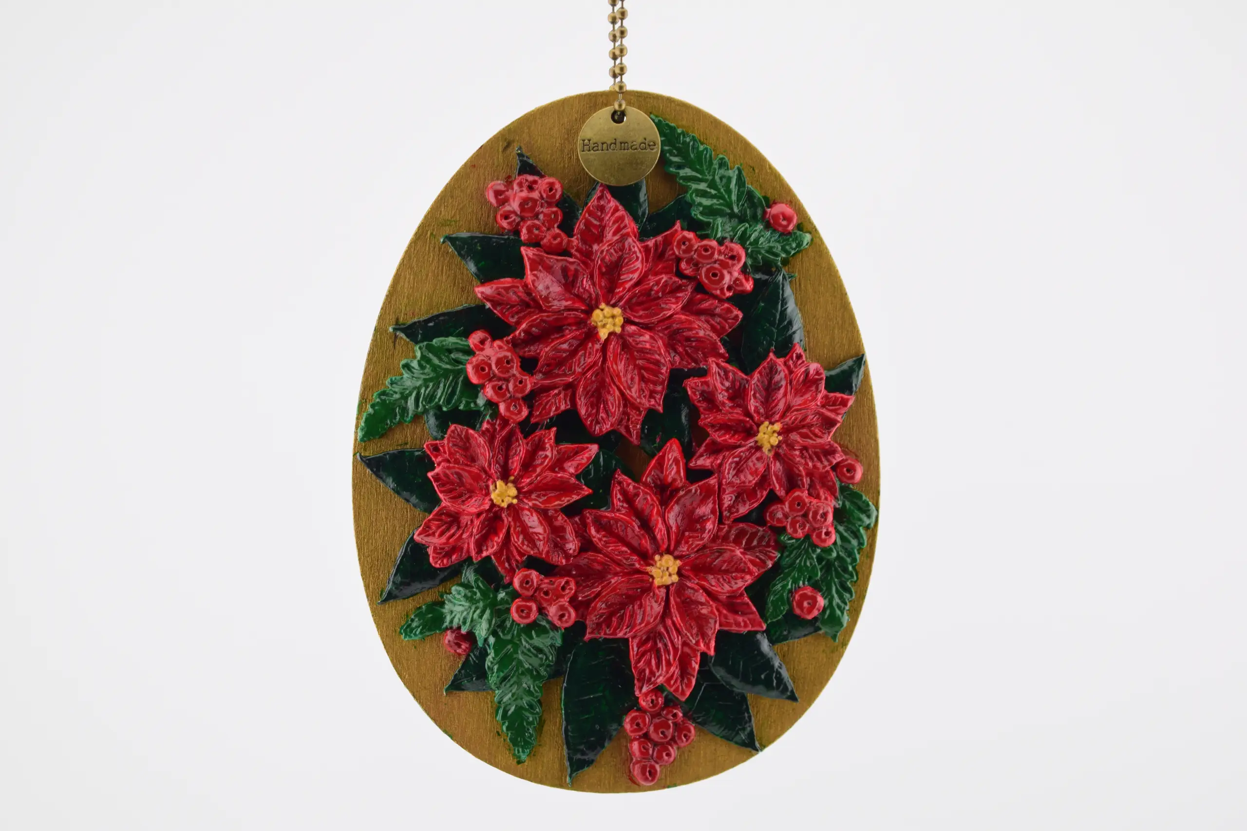 Adorno de Navidad 'Poinsetia y Ángel'