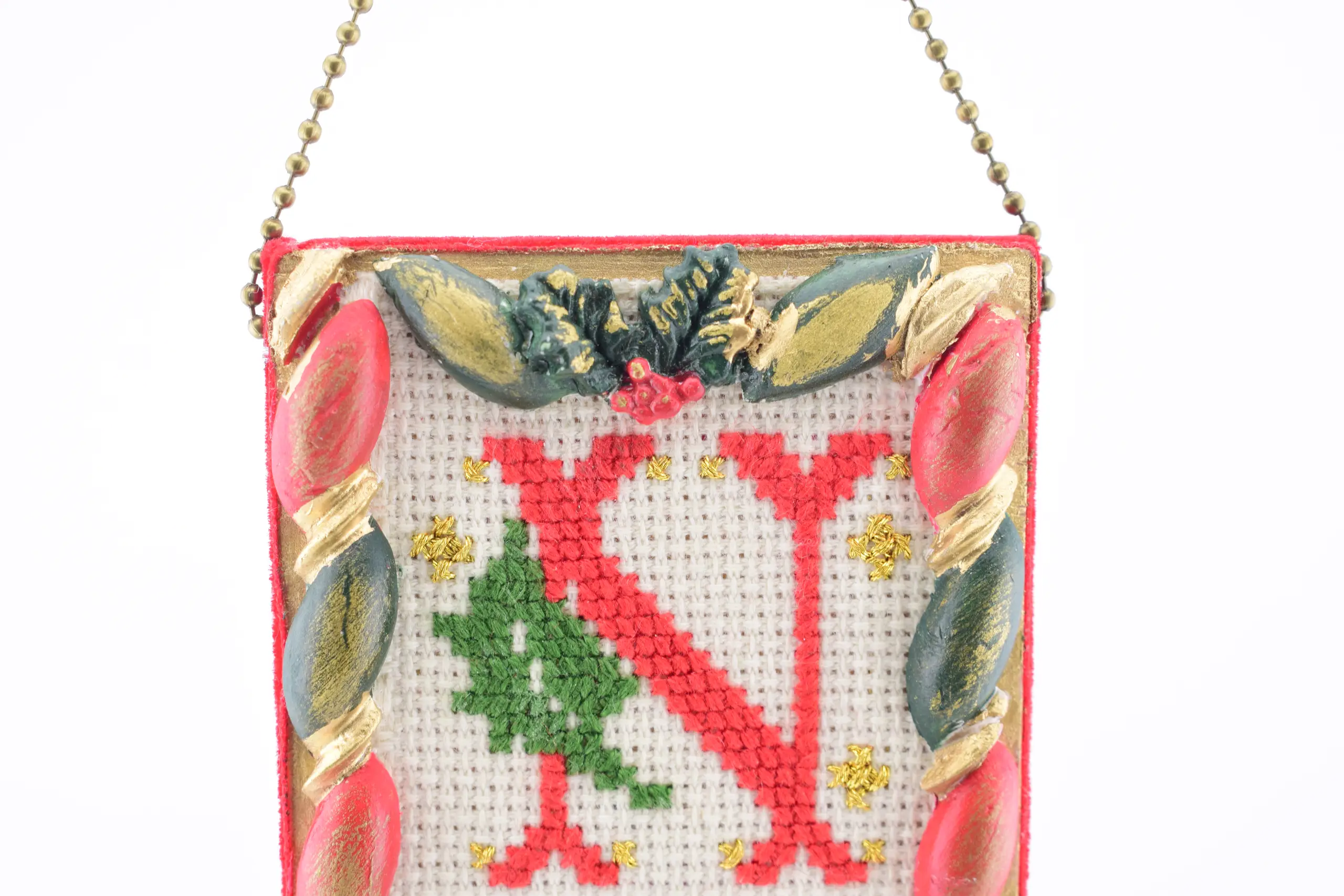 Caja de madera con adorno de punto de cruz 'Noël' - Imagen 10