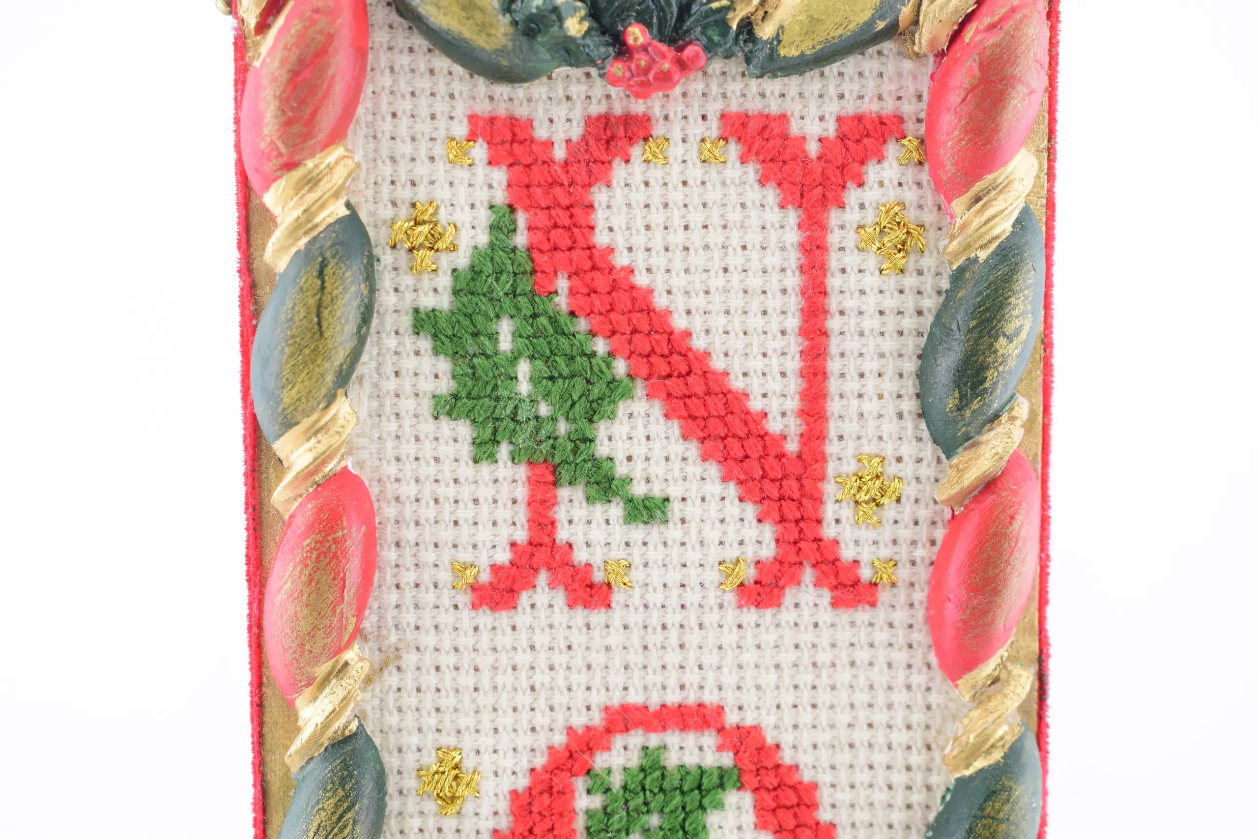 Caja de madera con adorno de punto de cruz 'Noël' - Imagen 8